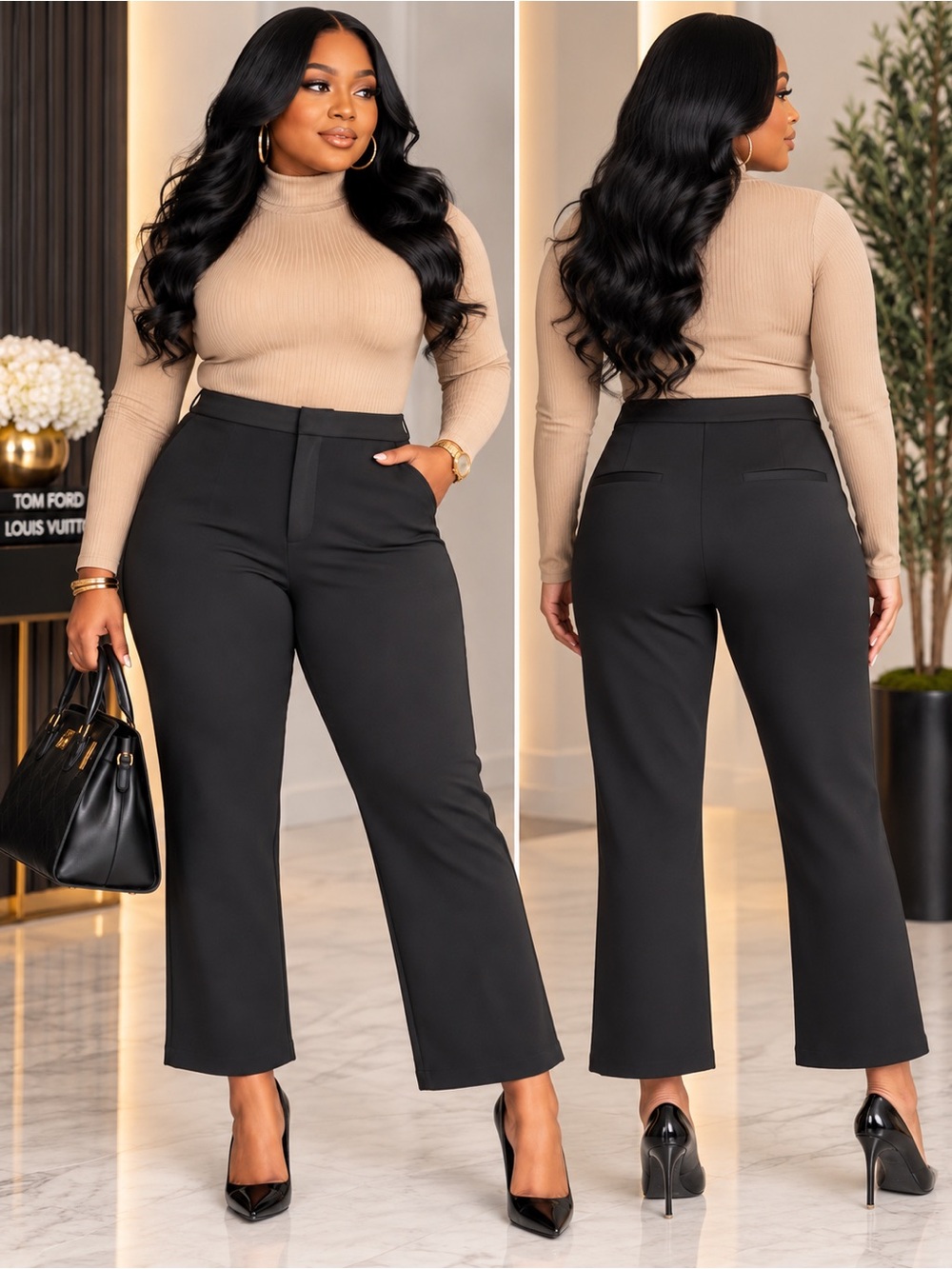 NEW Good American Sculpting Cropped Straight Trousers – Black – Plus Size 22